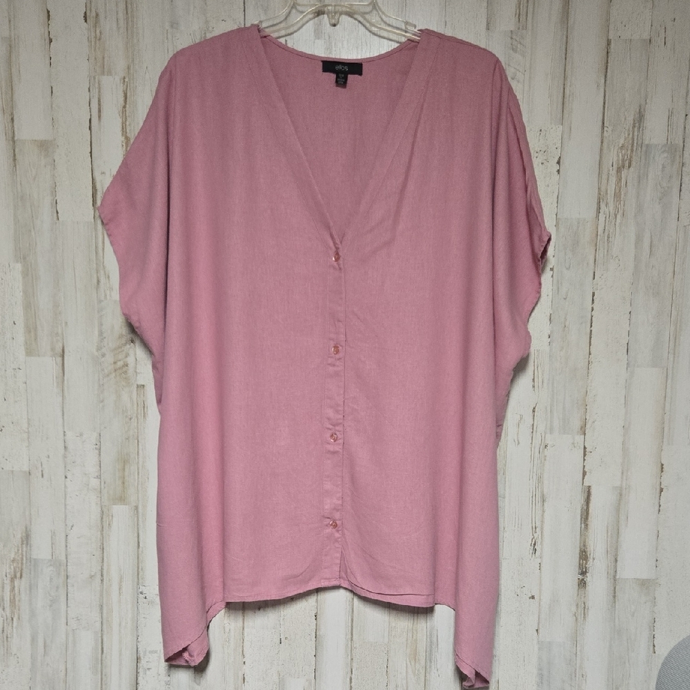 ellos Women's 1X Oversized Linen-Blend Tunic